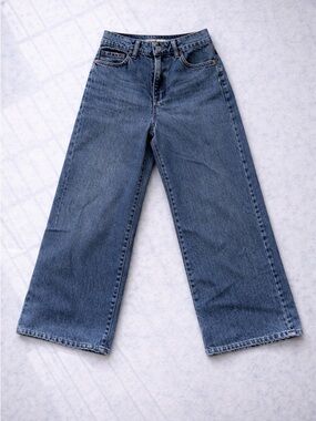 Y2K Wide Leg Jeans Dark Wash Mid Rise Skater Preppy Baggy Denim